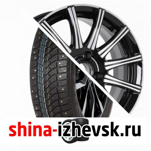 Колесо в сборе Viatti Brina Nordico (V-522) 185/65 R15 T 88 + КиК Сиеста 6xR15 4×98 ET40 DIA67.1 Черный глянцевый с полированными элементами лицевой поверхности в Ижевске